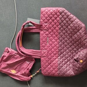 MZ Wallace medium Metro tote colorblock ruby Bordeaux Cabernet maroon NWT